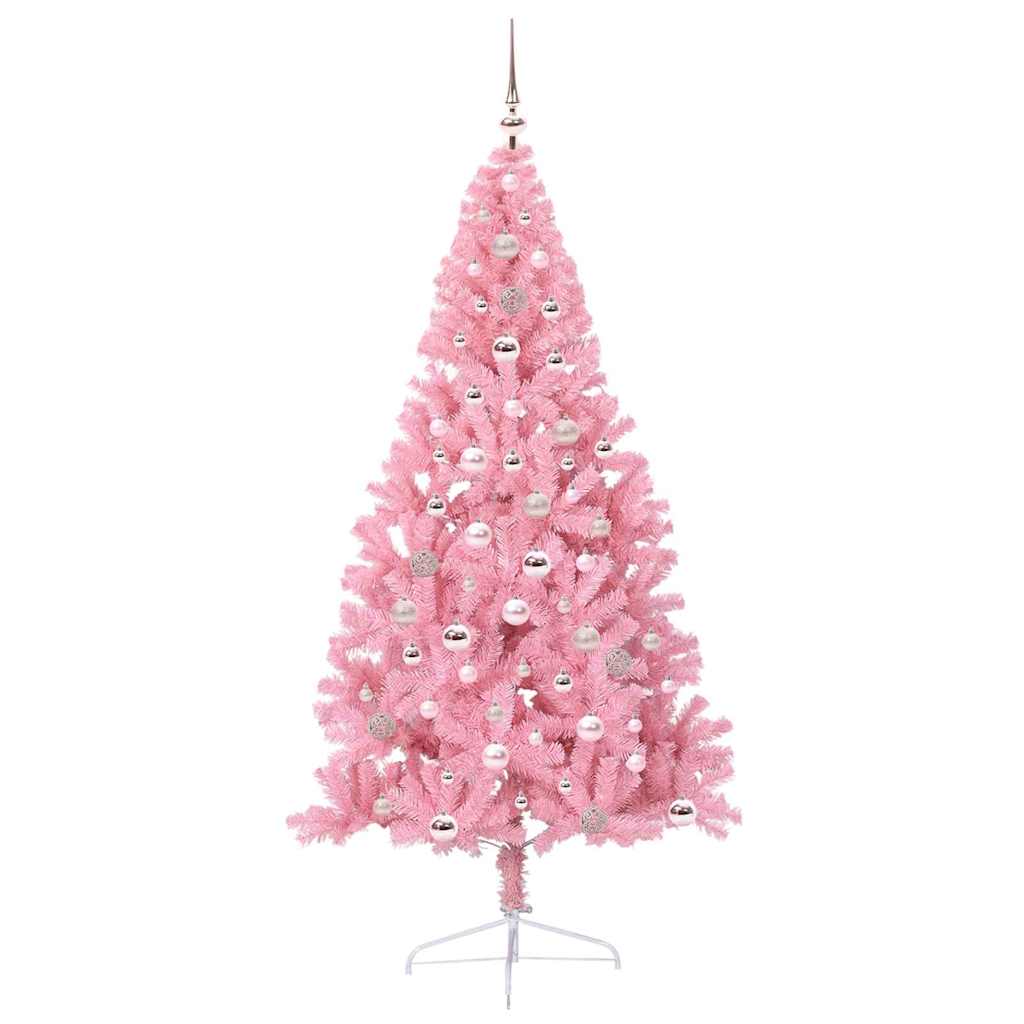 vidaXL Künstlicher vorbeleuchteter Weihnachtsbaum Rosa 240 cm PVC