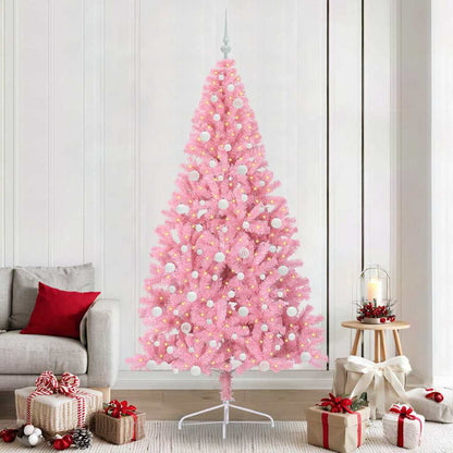 vidaXL Künstlicher vorbeleuchteter Weihnachtsbaum Rosa 240 cm PVC