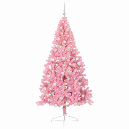 vidaXL Künstlicher vorbeleuchteter Weihnachtsbaum Rosa 240 cm PVC