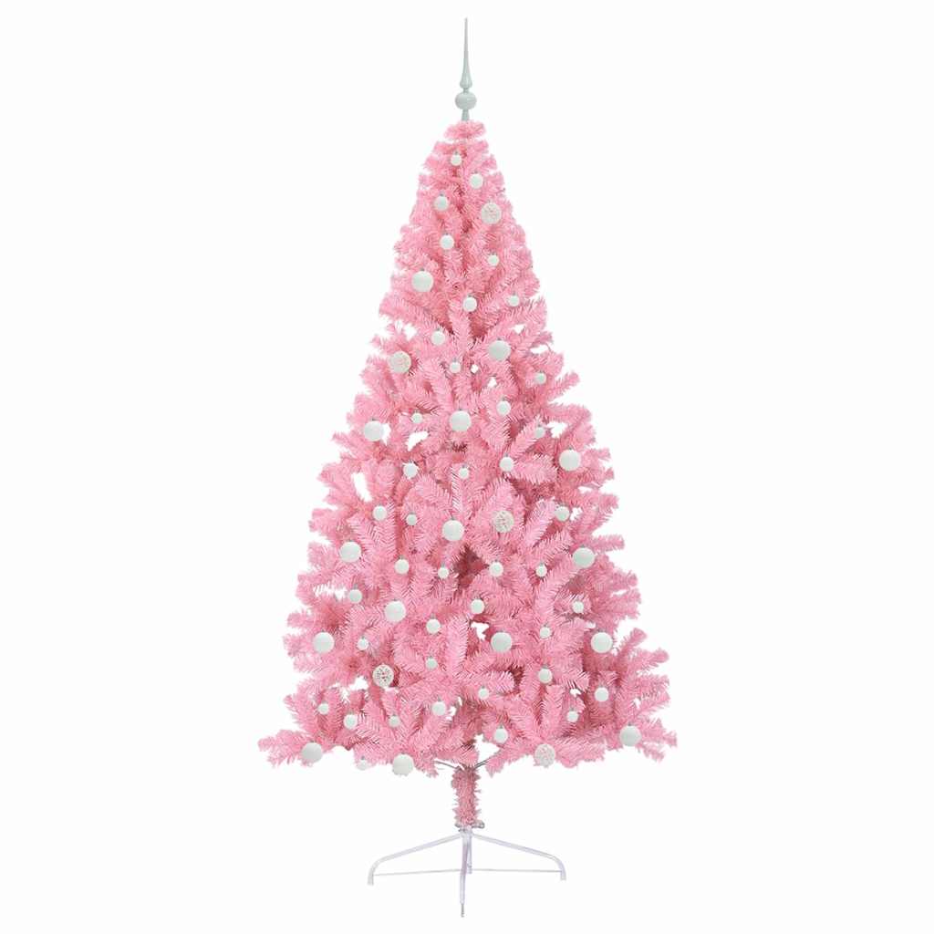 vidaXL Künstlicher vorbeleuchteter Weihnachtsbaum Rosa 240 cm PVC