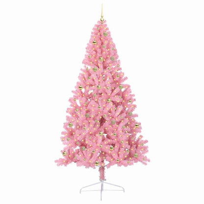 vidaXL Künstlicher vorbeleuchteter Weihnachtsbaum Rosa 240 cm PVC