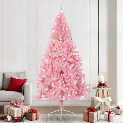 vidaXL Künstlicher vorbeleuchteter Weihnachtsbaum Rosa 240 cm PVC