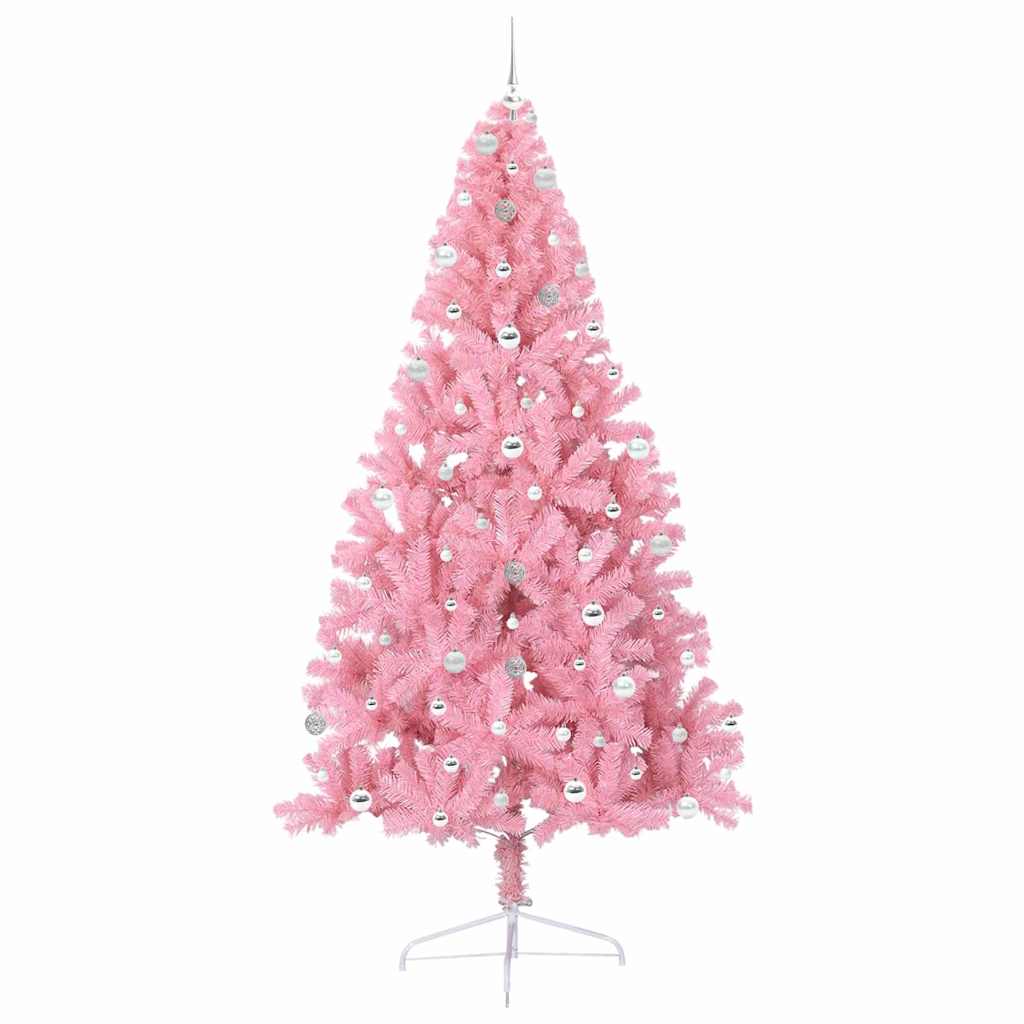 vidaXL Künstlicher vorbeleuchteter Weihnachtsbaum Rosa 240 cm PVC