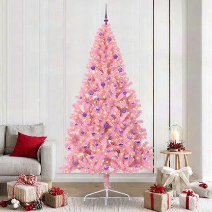 vidaXL Künstlicher vorbeleuchteter Weihnachtsbaum Rosa 240 cm PVC