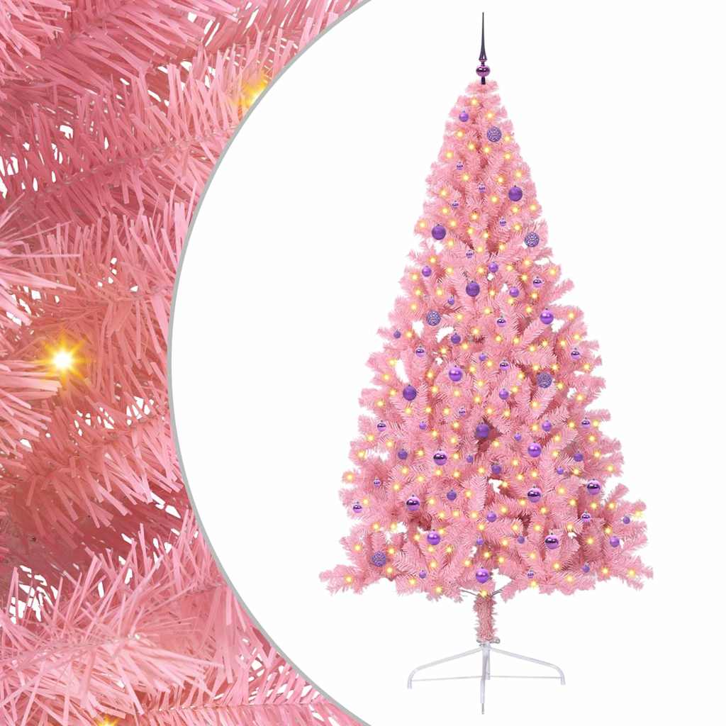 vidaXL Künstlicher vorbeleuchteter Weihnachtsbaum Rosa 240 cm PVC