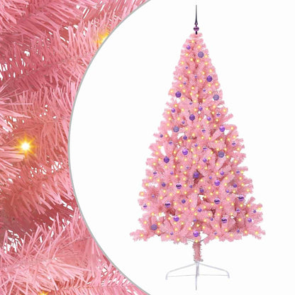 vidaXL Künstlicher vorbeleuchteter Weihnachtsbaum Rosa 240 cm PVC