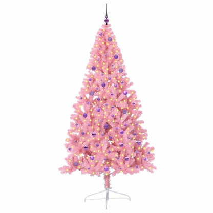 vidaXL Künstlicher vorbeleuchteter Weihnachtsbaum Rosa 240 cm PVC