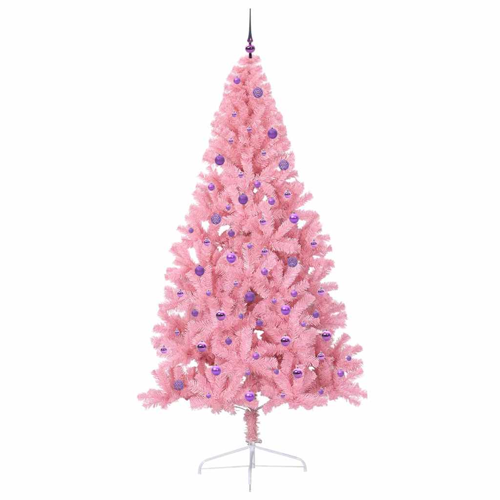 vidaXL Künstlicher vorbeleuchteter Weihnachtsbaum Rosa 240 cm PVC