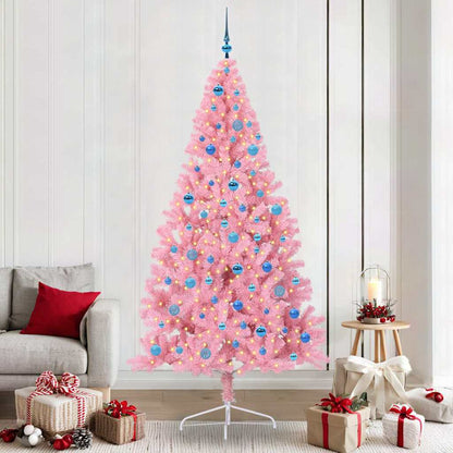 vidaXL Künstlicher vorbeleuchteter Weihnachtsbaum Rosa 240 cm PVC