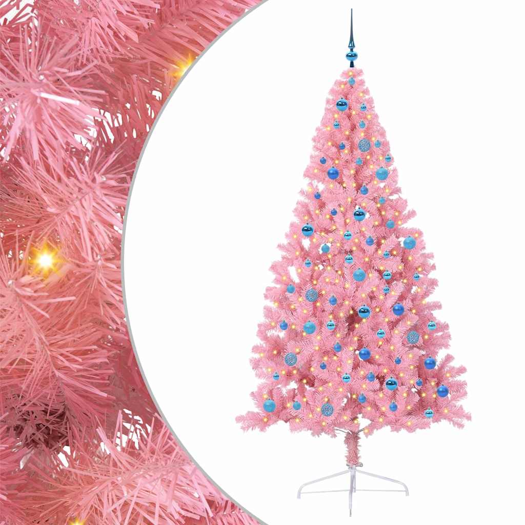 vidaXL Künstlicher vorbeleuchteter Weihnachtsbaum Rosa 240 cm PVC