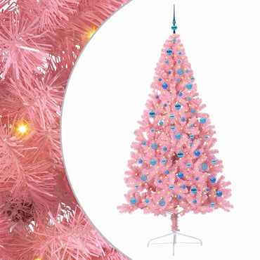 vidaXL Künstlicher vorbeleuchteter Weihnachtsbaum Rosa 240 cm PVC