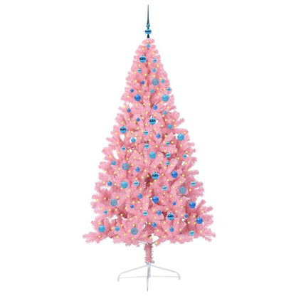 vidaXL Künstlicher vorbeleuchteter Weihnachtsbaum Rosa 240 cm PVC