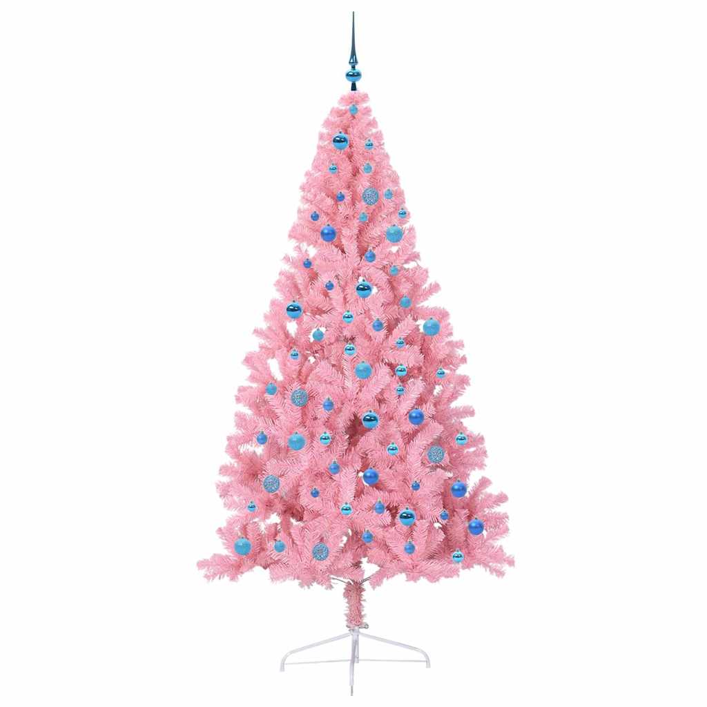 vidaXL Künstlicher vorbeleuchteter Weihnachtsbaum Rosa 240 cm PVC