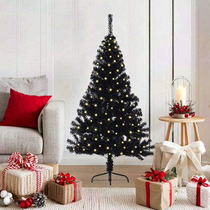 vidaXL Künstlicher vorbeleuchteter Weihnachtsbaum Schwarz 120 cm PVC
