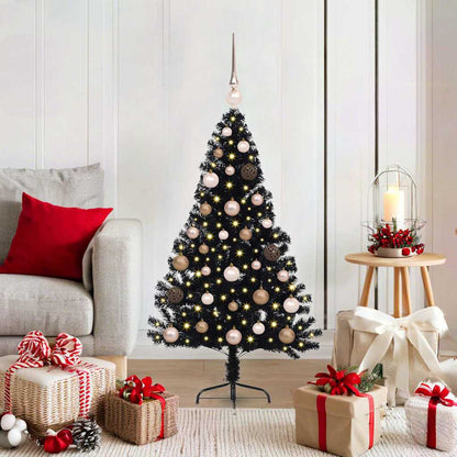 vidaXL Künstlicher vorbeleuchteter Weihnachtsbaum Schwarz 120 cm PVC