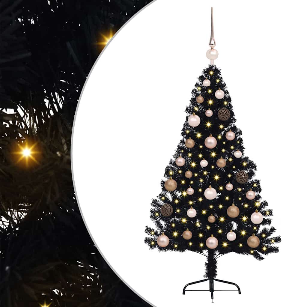 vidaXL Künstlicher vorbeleuchteter Weihnachtsbaum Schwarz 120 cm PVC