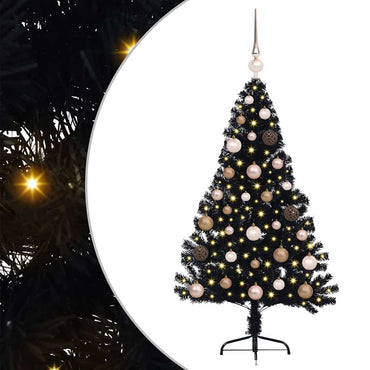 vidaXL Künstlicher vorbeleuchteter Weihnachtsbaum Schwarz 120 cm PVC