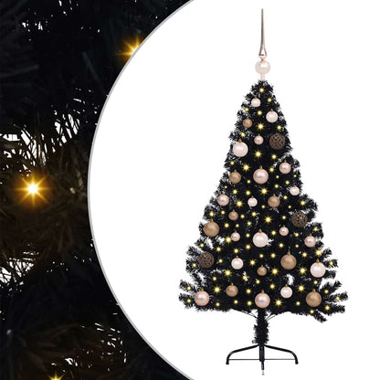 vidaXL Künstlicher vorbeleuchteter Weihnachtsbaum Schwarz 120 cm PVC