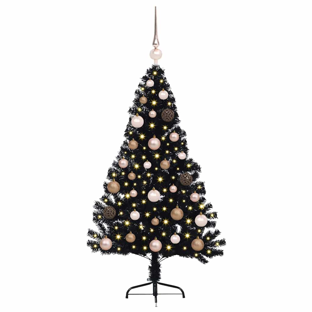 vidaXL Künstlicher vorbeleuchteter Weihnachtsbaum Schwarz 120 cm PVC