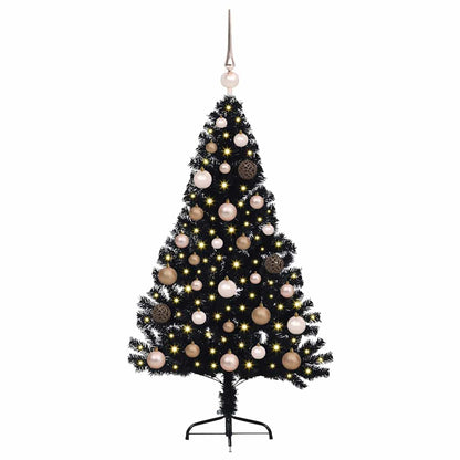 vidaXL Künstlicher vorbeleuchteter Weihnachtsbaum Schwarz 120 cm PVC