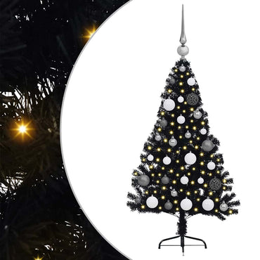 vidaXL Künstlicher vorbeleuchteter Weihnachtsbaum Schwarz 120 cm PVC