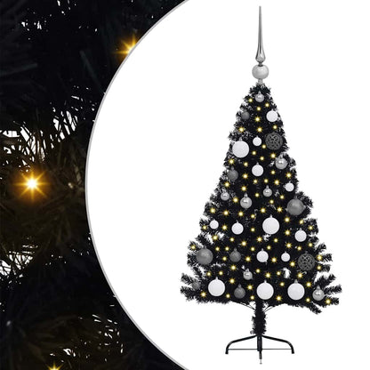 vidaXL Künstlicher vorbeleuchteter Weihnachtsbaum Schwarz 120 cm PVC