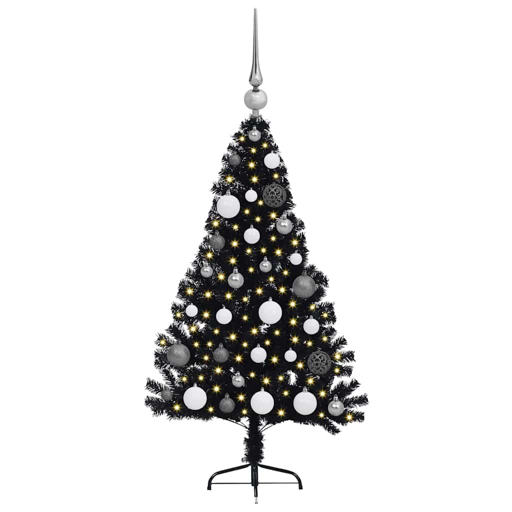 vidaXL Künstlicher vorbeleuchteter Weihnachtsbaum Schwarz 120 cm PVC