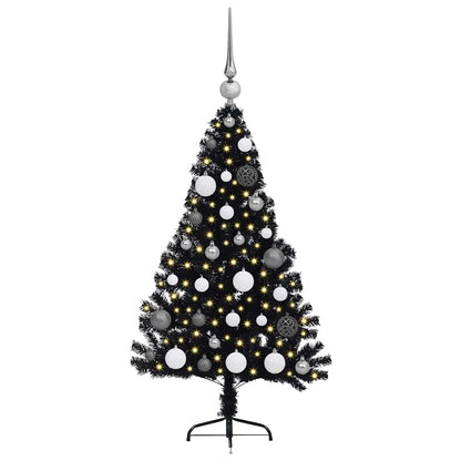 vidaXL Künstlicher vorbeleuchteter Weihnachtsbaum Schwarz 120 cm PVC