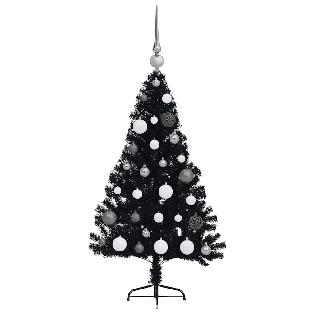 vidaXL Künstlicher vorbeleuchteter Weihnachtsbaum Schwarz 120 cm PVC