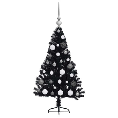 vidaXL Künstlicher vorbeleuchteter Weihnachtsbaum Schwarz 120 cm PVC