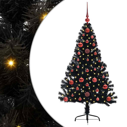 vidaXL Künstlicher vorbeleuchteter Weihnachtsbaum Schwarz 120 cm PVC