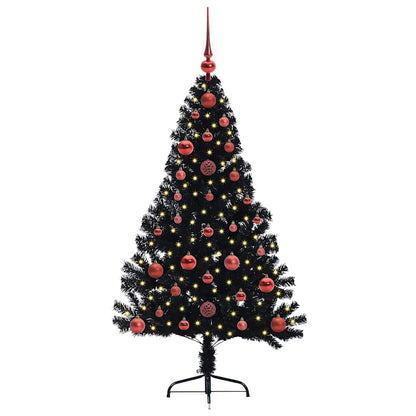 vidaXL Künstlicher vorbeleuchteter Weihnachtsbaum Schwarz 120 cm PVC
