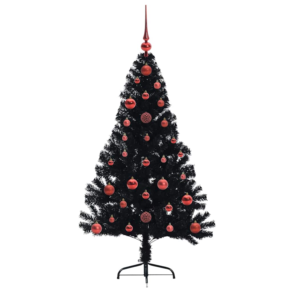 vidaXL Künstlicher vorbeleuchteter Weihnachtsbaum Schwarz 120 cm PVC