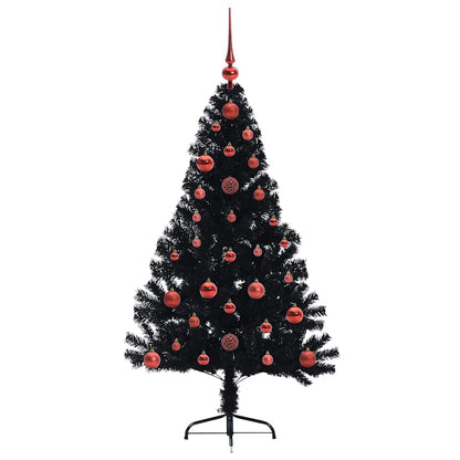 vidaXL Künstlicher vorbeleuchteter Weihnachtsbaum Schwarz 120 cm PVC