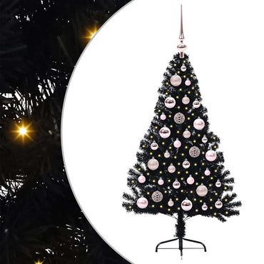 vidaXL Künstlicher vorbeleuchteter Weihnachtsbaum Schwarz 120 cm PVC