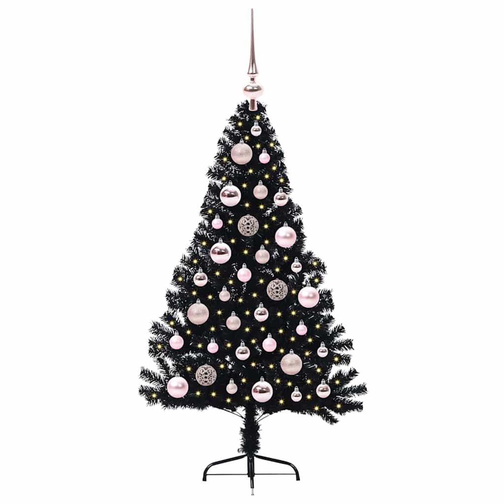 Künstlicher vorbeleuchteter Weihnachtsbaum Schwarz 120 cm PVC