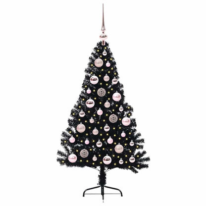 Künstlicher vorbeleuchteter Weihnachtsbaum Schwarz 120 cm PVC