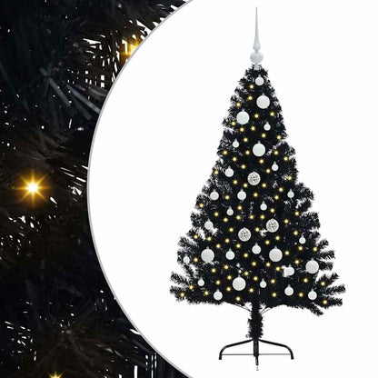 vidaXL Künstlicher vorbeleuchteter Weihnachtsbaum Schwarz 120 cm PVC