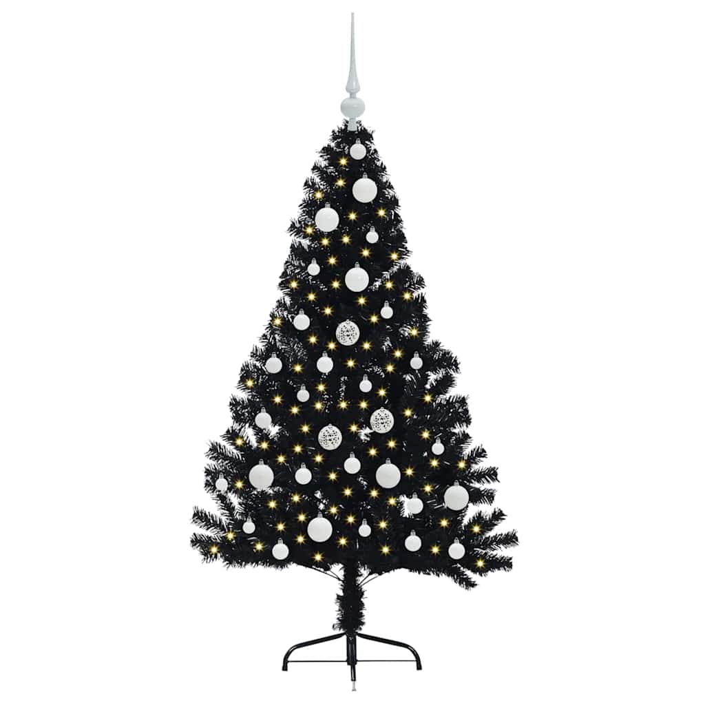 vidaXL Künstlicher vorbeleuchteter Weihnachtsbaum Schwarz 120 cm PVC