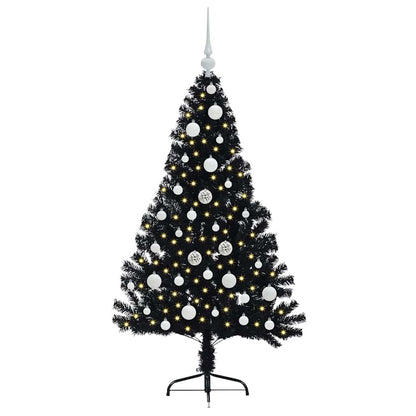vidaXL Künstlicher vorbeleuchteter Weihnachtsbaum Schwarz 120 cm PVC