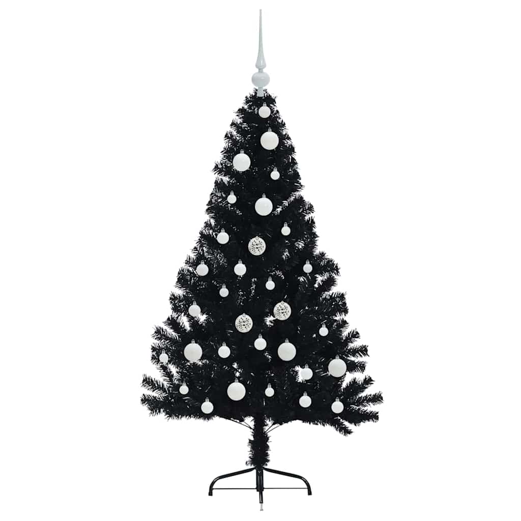 vidaXL Künstlicher vorbeleuchteter Weihnachtsbaum Schwarz 120 cm PVC