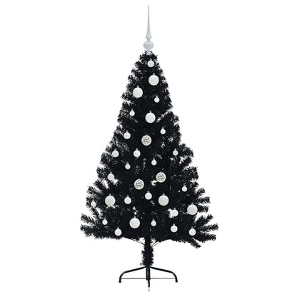 vidaXL Künstlicher vorbeleuchteter Weihnachtsbaum Schwarz 120 cm PVC