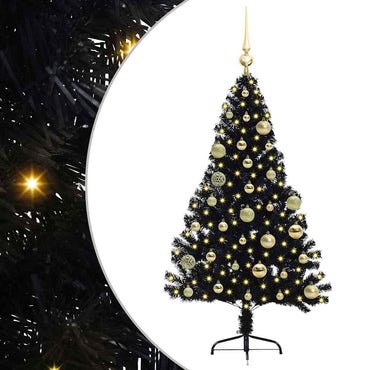 vidaXL Künstlicher vorbeleuchteter Weihnachtsbaum Schwarz 120 cm PVC