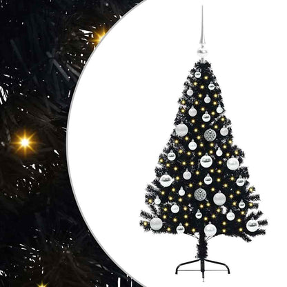 vidaXL Künstlicher vorbeleuchteter Weihnachtsbaum Schwarz 120 cm PVC