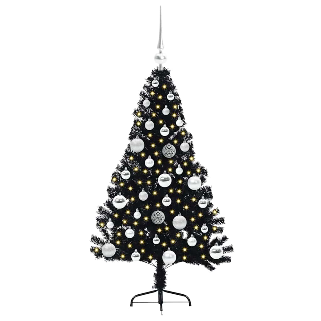 vidaXL Künstlicher vorbeleuchteter Weihnachtsbaum Schwarz 120 cm PVC