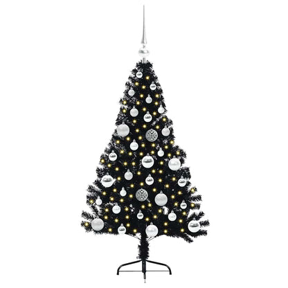 vidaXL Künstlicher vorbeleuchteter Weihnachtsbaum Schwarz 120 cm PVC