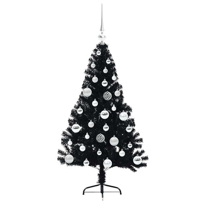 vidaXL Künstlicher vorbeleuchteter Weihnachtsbaum Schwarz 120 cm PVC