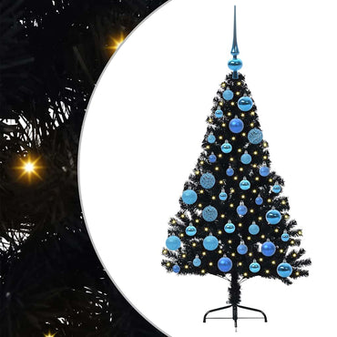 vidaXL Künstlicher vorbeleuchteter Weihnachtsbaum Schwarz 120 cm PVC