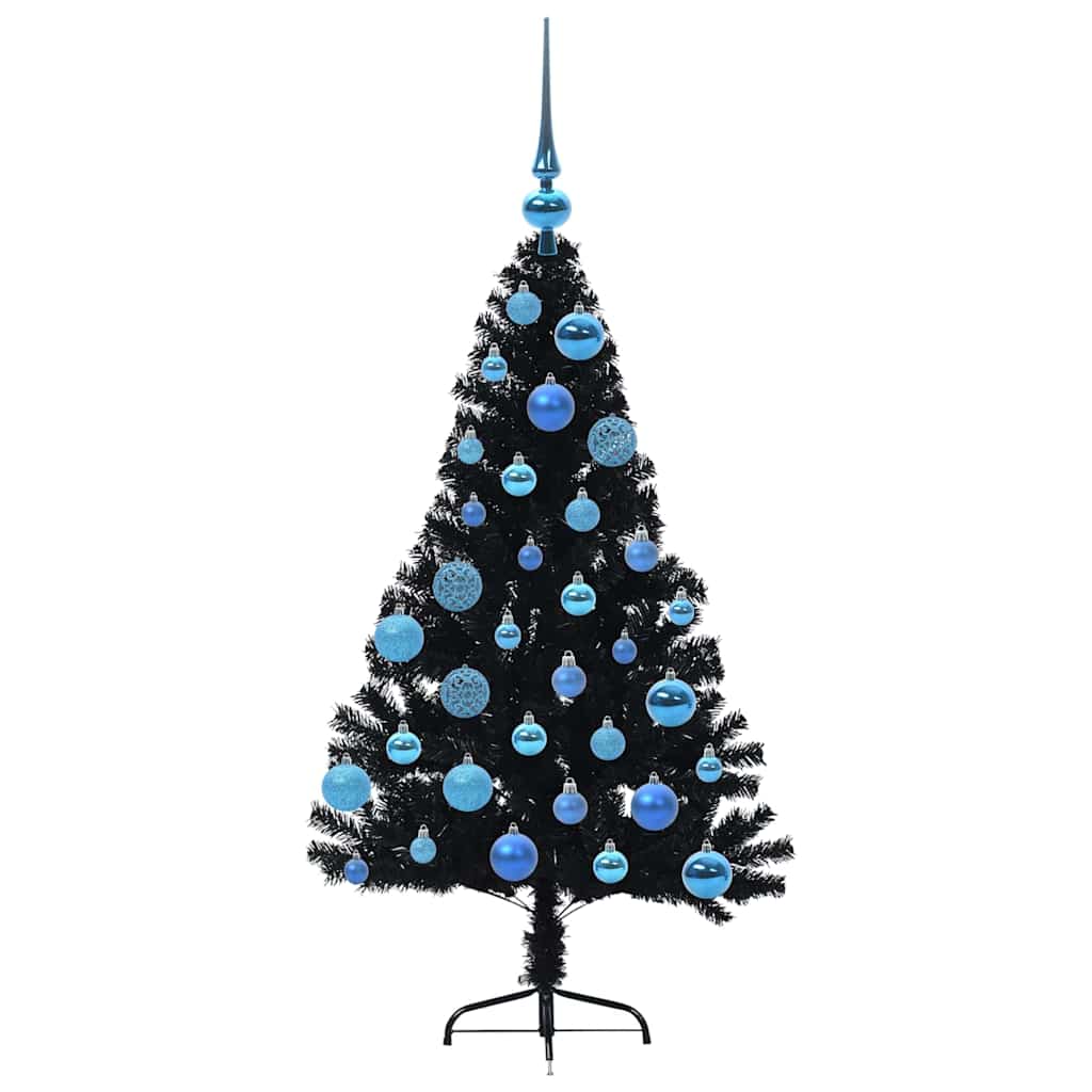 vidaXL Künstlicher vorbeleuchteter Weihnachtsbaum Schwarz 120 cm PVC