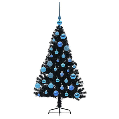 vidaXL Künstlicher vorbeleuchteter Weihnachtsbaum Schwarz 120 cm PVC